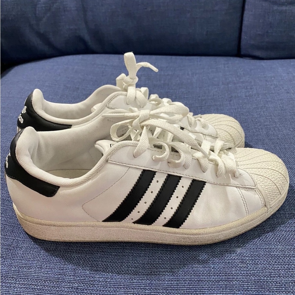 Adidas White Black Superstar Sneakers Mens US Size 8.5